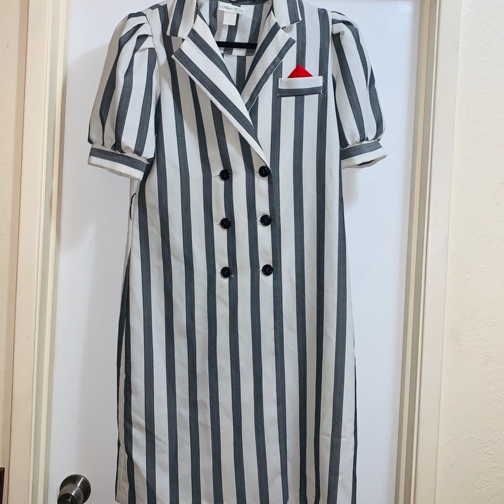 Vintage roe frocks striped button up suit dress - Picture 1 of 4